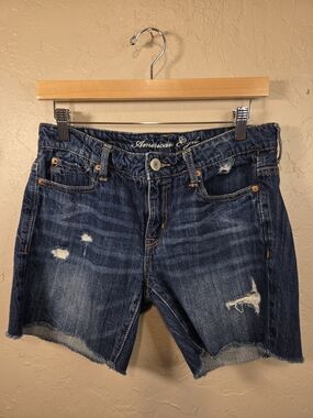 American Eagle Outfitters Dark Blue Distressed Denim Cutoff Shorts Size 4
